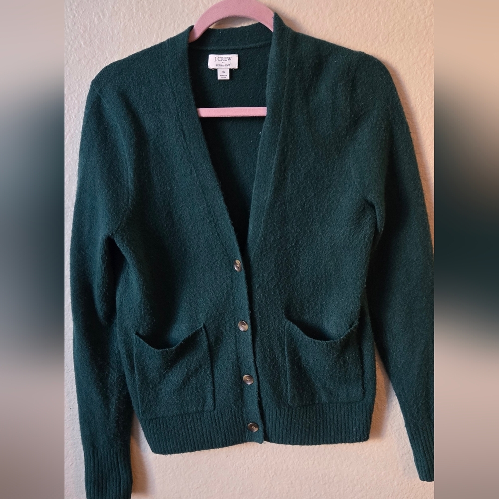 J Crew EXSTRA SOFT  Women's Green Cardigan Sweater Size S #0011